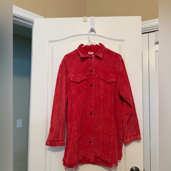 POL Size Small NWT Ruby Red Long Cord Shacket - Picture 5 of 5